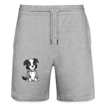 Border Collie Chien Drôle - Short de jogging bio TRAINER Stanley/Stella unisexe - gris chiné - Devant - Nik (191cm) & Marisol (170cm)