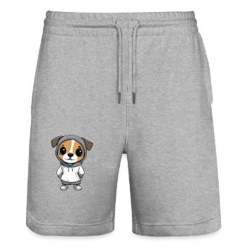 Jack Russell Terrier Hund Lustig - Stanley/Stella Unisex Bio Joggingshorts Trainer  - Grau meliert - Vorne - Nik (191cm) & Marisol (170cm)