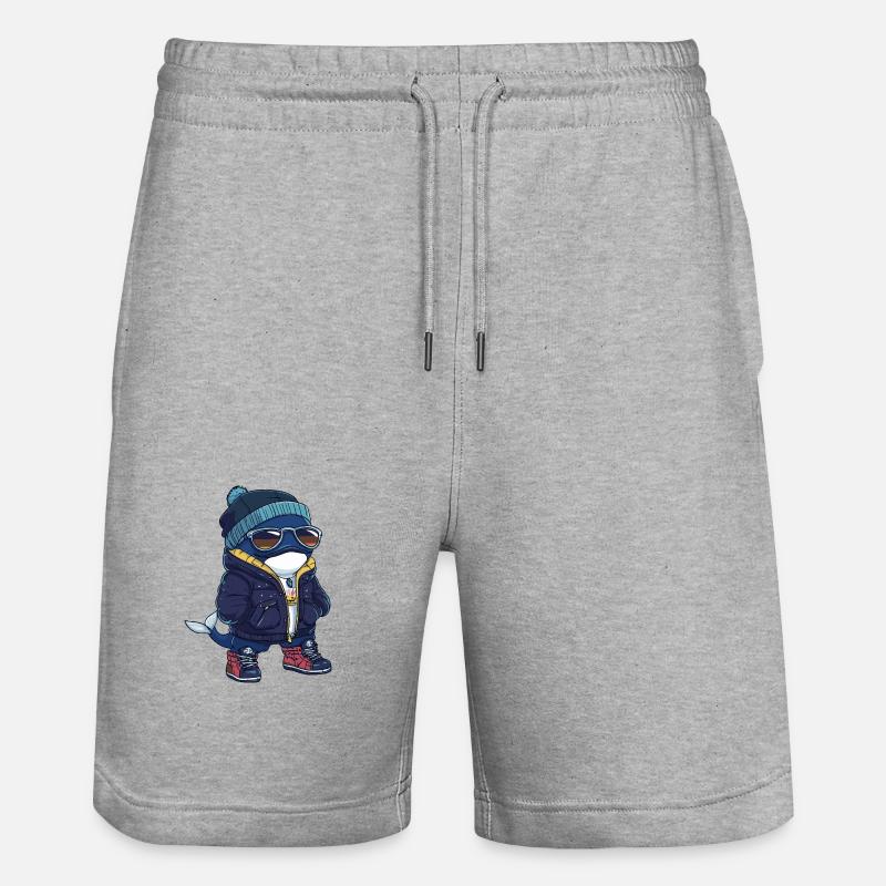 Whale Cool Comic - Stanley/Stella Trainer Unisex Organic Jogging Shorts - heather grey