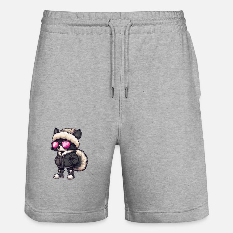 Stinktier Cool Comic - Stanley/Stella Unisex Bio Joggingshorts Trainer  - Grau meliert