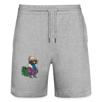 Pfau Vogel Cool Comic - Stanley/Stella Unisex Bio Joggingshorts Trainer  - Grau meliert - Vorne - Nik (191cm) & Marisol (170cm)