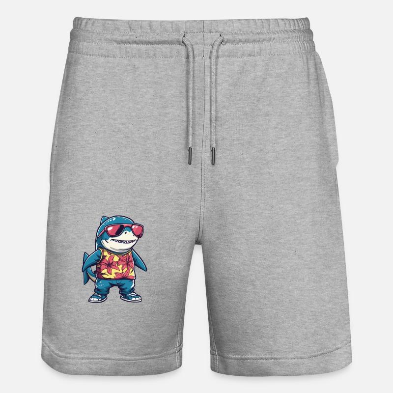Requin Bande Dessinée Drôle Été - Short de jogging bio TRAINER Stanley/Stella unisexe - gris chiné