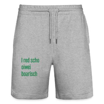 I red scho oiwei boarisch - Stanley/Stella Trainer Unisex Organic Jogging Shorts - heather grey - Front - Nik (191cm) & Marisol (170cm)