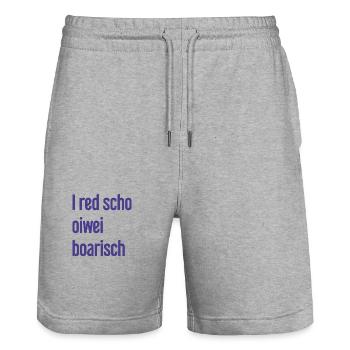 I red scho oiwei boarisch - Stanley/Stella Trainer Unisex Organic Jogging Shorts - heather grey - Front - Nik (191cm) & Marisol (170cm)