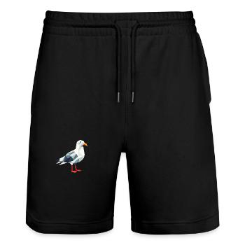 Comic North Sea Hamburg Polygon Seagull Bird Coast - Stanley/Stella Trainer Unisex Organic Jogging Shorts - black - Front - Nik (191cm) & Marisol (170cm)