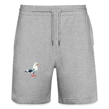 Comic North Sea Hamburg Polygon Seagull Bird Coast - Stanley/Stella Trainer Unisex Organic Jogging Shorts - heather grey - Front - Nik (191cm) & Marisol (170cm)