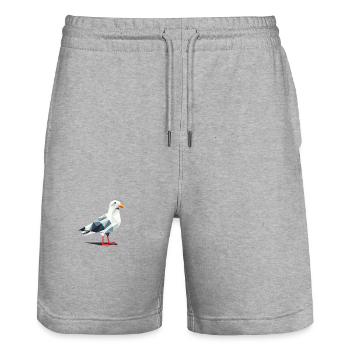 Moin Comic Nordsee Hamburg Polygon Seagull Bird Pier - Stanley/Stella Trainer Unisex Organic Jogging Shorts - heather grey - Front - Nik (191cm) & Marisol (170cm)