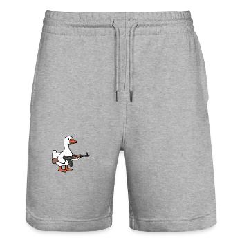 Blanc Evil Oie Canard Canard Oiseau Arme à feu Violence - Short de jogging bio TRAINER Stanley/Stella unisexe - gris chiné - Devant - Nik (191cm) & Marisol (170cm)