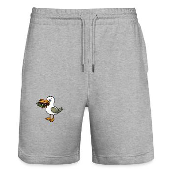 Moin Möwe Fischbrötchen Schnabel Fischmarkt HH - Short de jogging bio TRAINER Stanley/Stella unisexe - gris chiné - Devant - Nik (191cm) & Marisol (170cm)