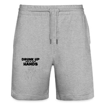 Betrunkener, der auch Hände hat - Lustige Trinkerp - Stanley/Stella Unisex Bio Joggingshorts Trainer  - Grau meliert - Vorne - Nik (191cm) & Marisol (170cm)