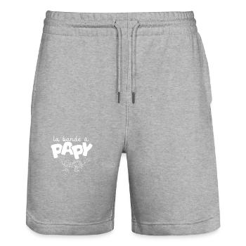 Cadeau Papy la bande de papi fête fille garçon - Short de jogging bio TRAINER Stanley/Stella unisexe - gris chiné - Devant - Nik (191cm) & Marisol (170cm)