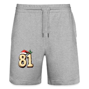 81 Number Christmas - Stanley/Stella Trainer Unisex Organic Jogging Shorts - heather grey - Front - Nik (191cm) & Marisol (170cm)