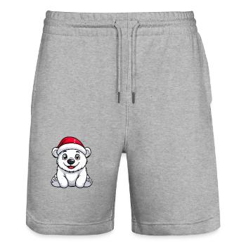 Ours polaire Noël mignon - Short de jogging bio TRAINER Stanley/Stella unisexe - gris chiné - Devant - Nik (191cm) & Marisol (170cm)