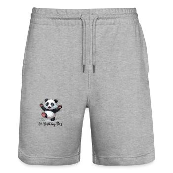 5. Kindergeburtstag Panda für Kinder - Stanley/Stella Unisex Bio Joggingshorts Trainer  - Grau meliert - Vorne - Nik (191cm) & Marisol (170cm)