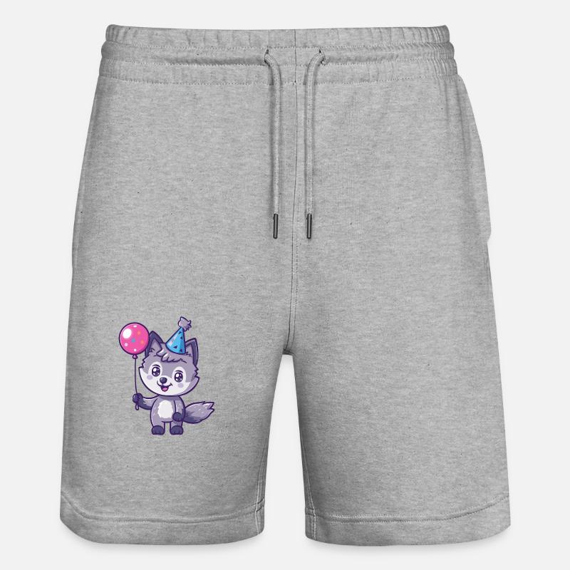 Loup Anniversaire Bébé - Short de jogging bio TRAINER Stanley/Stella unisexe - gris chiné