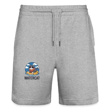 Entdecke Den Coolen Watercat Mit Sonnenbrille Auf - Stanley/Stella Unisex Bio Joggingshorts Trainer  - Grau meliert - Vorne - Nik (191cm) & Marisol (170cm)