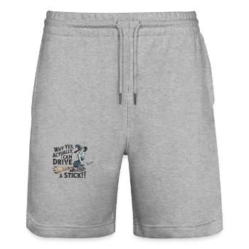 Ja, Ich Kann Einen Besen Lenken Hexe - Stanley/Stella Unisex Bio Joggingshorts Trainer  - Grau meliert - Vorne - Nik (191cm) & Marisol (170cm)