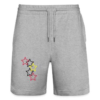 Outlined Stars Three Colors - Stanley/Stella Trainer Unisex Organic Jogging Shorts - heather grey - Front - Nik (191cm) & Marisol (170cm)