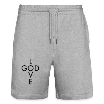 Liebe Gott - Stanley/Stella Unisex Bio Joggingshorts Trainer  - Grau meliert - Vorne - Nik (191cm) & Marisol (170cm)