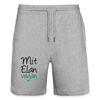 Mit Elan vegan Veganer, Geschenk, Spruch, Fun - Stanley/Stella Unisex Bio Joggingshorts Trainer  - Grau meliert - Vorne - Nik (191cm) & Marisol (170cm)