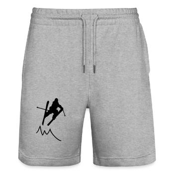ski jumper contour with mountain / skier III - Stanley/Stella Trainer Unisex Organic Jogging Shorts - heather grey - Front - Nik (191cm) & Marisol (170cm)