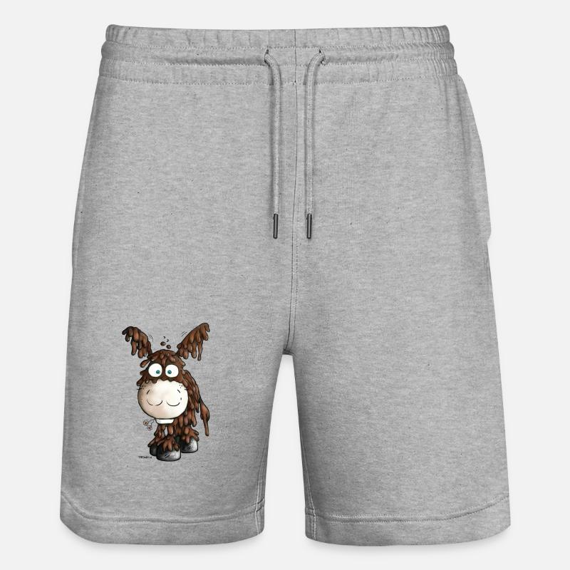 Drolliger Poitou Esel - Eselchen - Stanley/Stella Unisex Bio Joggingshorts Trainer  - Grau meliert
