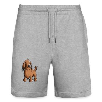 Danica der Dackel - Stanley/Stella Unisex Bio Joggingshorts Trainer  - Grau meliert - Vorne - Nik (191cm) & Marisol (170cm)