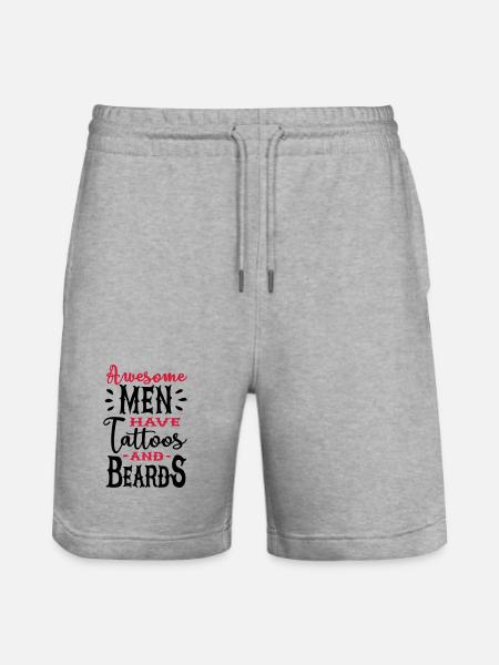 Awesome men have tattoos and beards 2clr - Stanley/Stella Trainer Unisex Organic Jogging Shorts - heather grey
