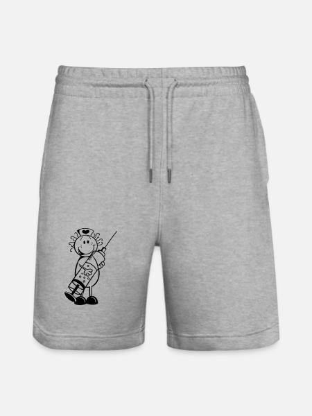 Krankenschwester Strichmännchen - Geschenk - Stanley/Stella Unisex Bio Joggingshorts Trainer  - Grau meliert