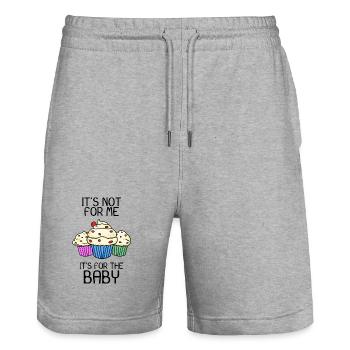 Pregnant pregnancy - Stanley/Stella Trainer Unisex Organic Jogging Shorts - heather grey - Front - Nik (191cm) & Marisol (170cm)