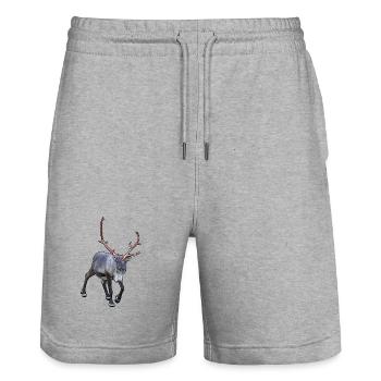Reindeer - Stanley/Stella Trainer Unisex Organic Jogging Shorts - heather grey - Front - Nik (191cm) & Marisol (170cm)