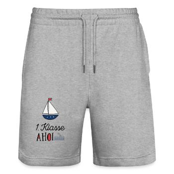 Erstklässler ahoi - Stanley/Stella Unisex Bio Joggingshorts Trainer  - Grau meliert - Vorne - Nik (191cm) & Marisol (170cm)