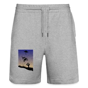 Motocross Stunt - Stanley/Stella Unisex Bio Joggingshorts Trainer  - Grau meliert - Vorne - Nik (191cm) & Marisol (170cm)