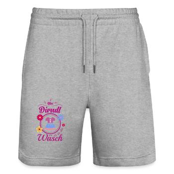 Mein Dirndl is in da Wäsch Trachtenshirt Volksfest - Stanley/Stella Unisex Bio Joggingshorts Trainer  - Grau meliert - Vorne - Nik (191cm) & Marisol (170cm)