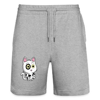 Black and white kitten - Stanley/Stella Trainer Unisex Organic Jogging Shorts - heather grey - Front - Nik (191cm) & Marisol (170cm)
