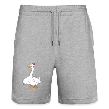 des animaux drôles pour Noël - Short de jogging bio TRAINER Stanley/Stella unisexe - gris chiné - Devant - Nik (191cm) & Marisol (170cm)
