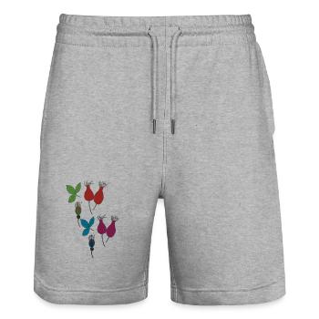 rosehip style - Stanley/Stella Trainer Unisex Organic Jogging Shorts - heather grey - Front - Nik (191cm) & Marisol (170cm)