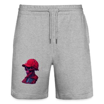 Squelette avec casquette - Short de jogging bio TRAINER Stanley/Stella unisexe - gris chiné - Devant - Nik (191cm) & Marisol (170cm)