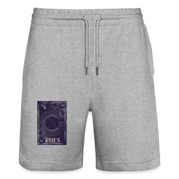Widder Sternbild Himmlischer Ring - Stanley/Stella Unisex Bio Joggingshorts Trainer  - Grau meliert - Vorne - Nik (191cm) & Marisol (170cm)