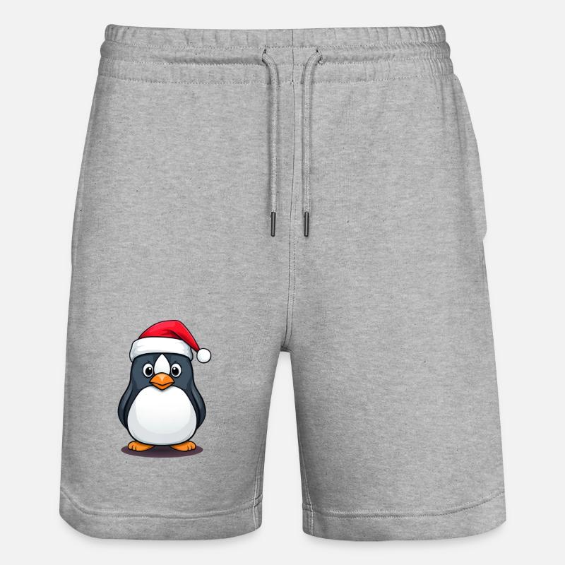 Weihnachtsmann Pinguin - Stanley/Stella Unisex Bio Joggingshorts Trainer  - Grau meliert