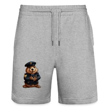 Beaver Police - Stanley/Stella Trainer Unisex Organic Jogging Shorts - heather grey - Front - Nik (191cm) & Marisol (170cm)