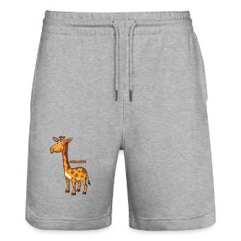 Playful Giraffe Illustration - Stanley/Stella Trainer Unisex Organic Jogging Shorts - heather grey - Front - Nik (191cm) & Marisol (170cm)