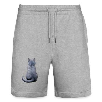 Russisch Blau - Stanley/Stella Unisex Bio Joggingshorts Trainer  - Grau meliert - Vorne - Nik (191cm) & Marisol (170cm)