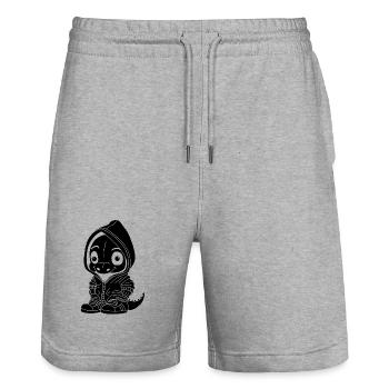 Kleiner Dinosaurier (schwarz) - Stanley/Stella Unisex Bio Joggingshorts Trainer  - Grau meliert - Vorne - Nik (191cm) & Marisol (170cm)