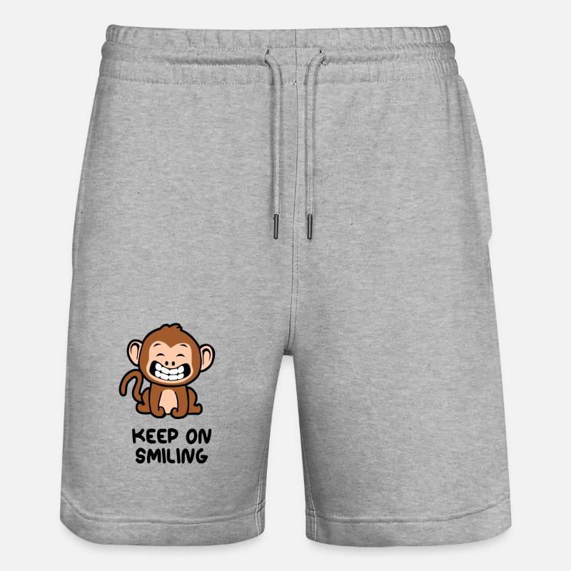 Keep on smiling monkey - Stanley/Stella Trainer Unisex Organic Jogging Shorts - heather grey
