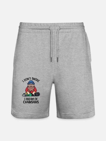 Saw Statement Wood Chainsaw Lumberjack Woodland - Stanley/Stella Trainer Unisex Organic Jogging Shorts - heather grey