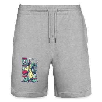 Monstres - Short de jogging bio TRAINER Stanley/Stella unisexe - gris chiné - Devant - Nik (191cm) & Marisol (170cm)