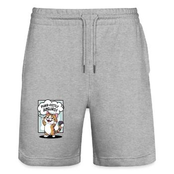 Cat- Purr-fectly absurd! - Stanley/Stella Trainer Unisex Organic Jogging Shorts - heather grey - Front - Nik (191cm) & Marisol (170cm)