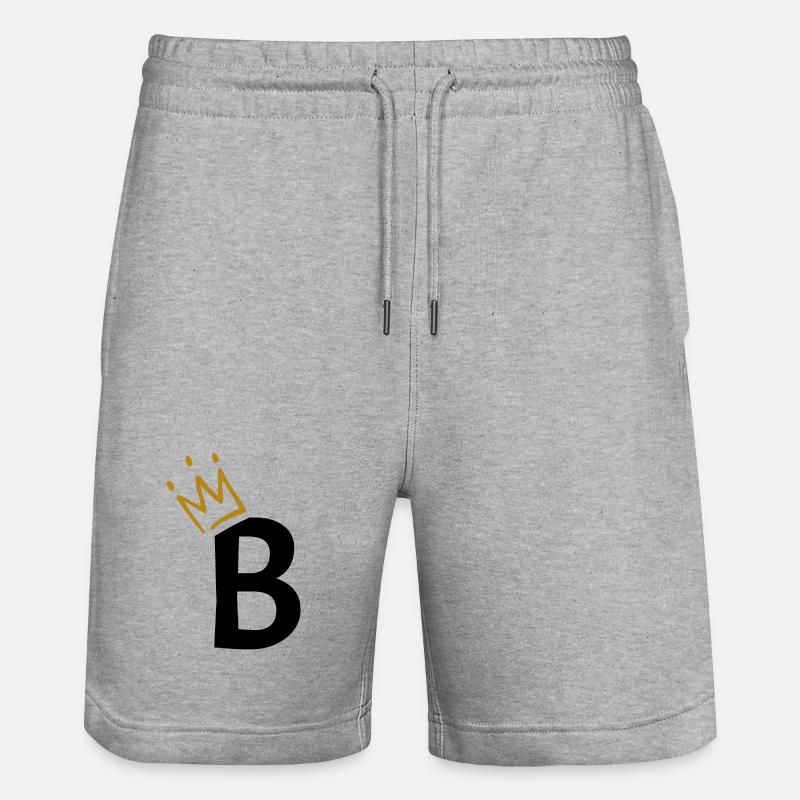 Letter B - initial letter B - Stanley/Stella Trainer Unisex Organic Jogging Shorts - heather grey