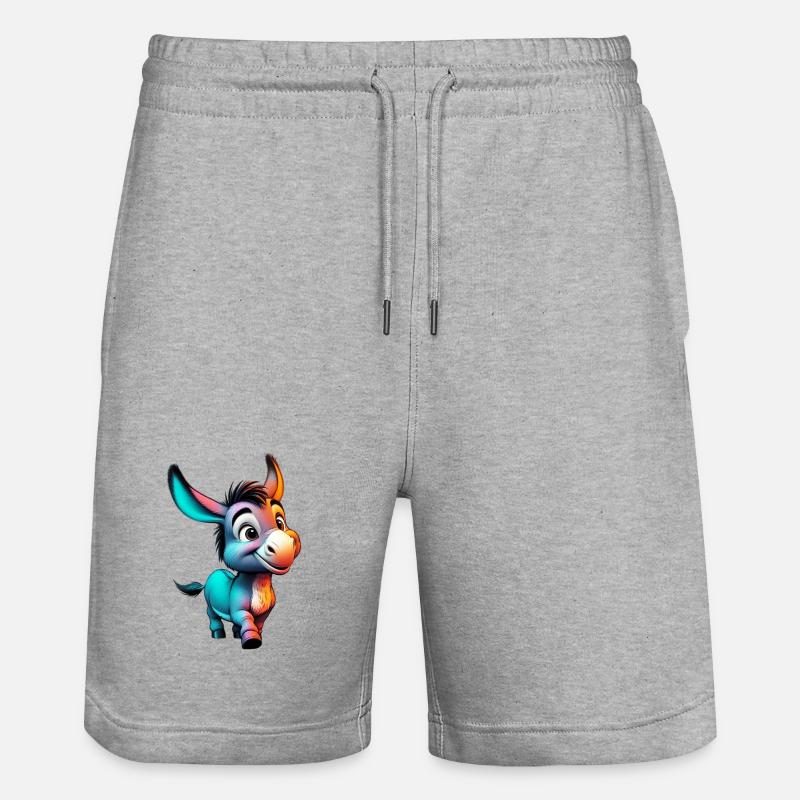 Esel Esel Schnuller Maultier - Stanley/Stella Unisex Bio Joggingshorts Trainer  - Grau meliert